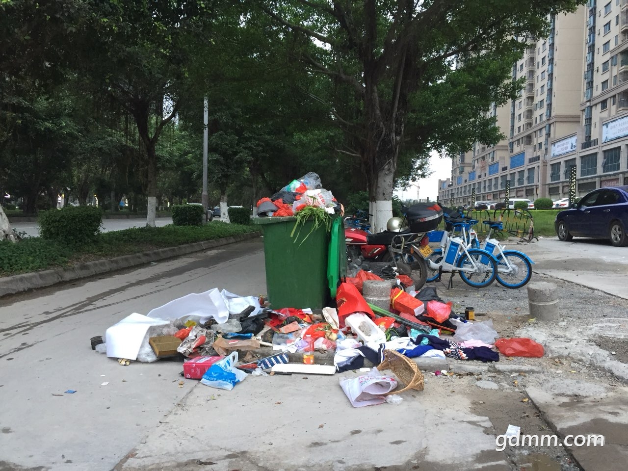 主干道边垃圾满街,污水横流,如此创文,会及格吗?